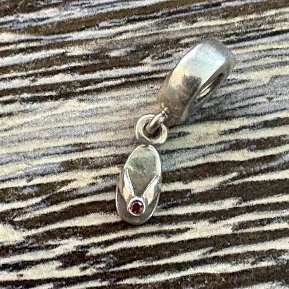 Authentic Retired Pandora Flip Flop Dangle Charm - Sterling Silver & Purple CZ - Picture 3 of 7
